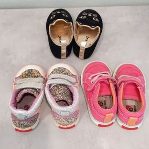 3 pairs size 6 toddler girl-style shoes